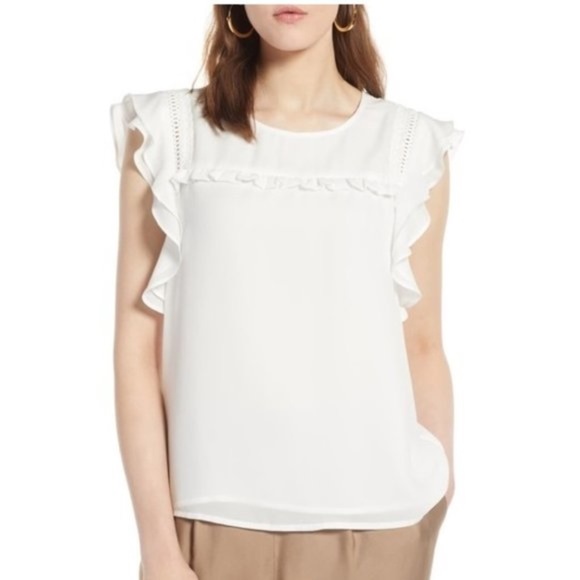 Halogen Halogen Flutter Sleeve Crepe Top - Picture 1 of 8